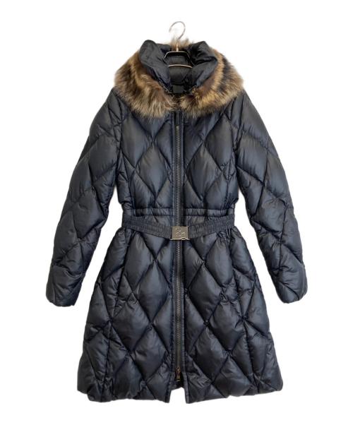 COACH（コーチ）COACH (コーチ) ラクーンファー付ベルテッドダウンコート ブラック サイズ:XSの古着・服飾アイテム