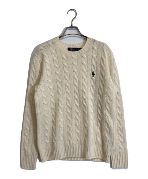 POLO RALPH LAUREN（ポロ・ラルフローレン）POLO RALPH LAUREN (ポロ・ラルフローレン) カシミヤ混ケーブルニット ホワイト サイズ:XSの古着・服飾アイテム