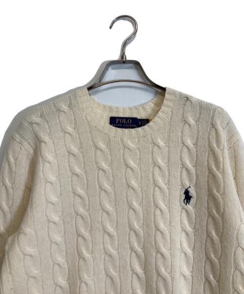 POLO RALPH LAUREN（ポロ・ラルフローレン）POLO RALPH LAUREN (ポロ・ラルフローレン) カシミヤ混ケーブルニット ホワイト サイズ:XSの古着・服飾アイテム