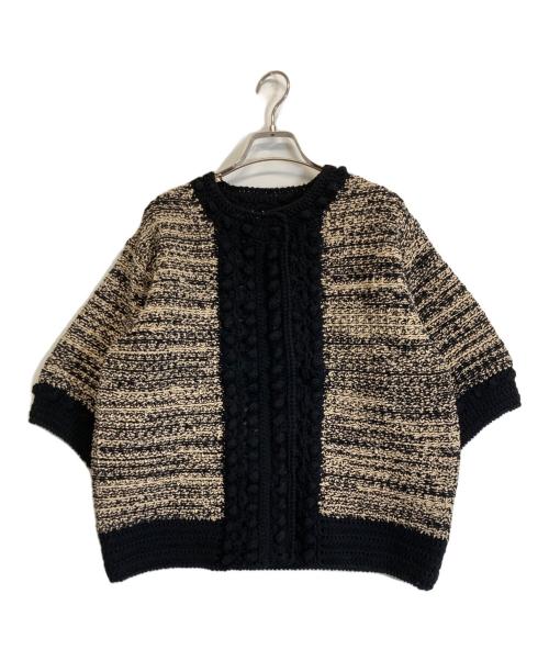 CLANE（クラネ）CLANE (クラネ) DOT LINE HALF SLEEVE KNIT CARDIGAN ブラック サイズ:2の古着・服飾アイテム