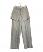 LE CIEL BLEUルシェルブルー）の古着「レイヤードストレートパンツ」｜グレー