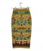 KENZOケンゾー）の古着「総柄ニットスカート」｜グリーン