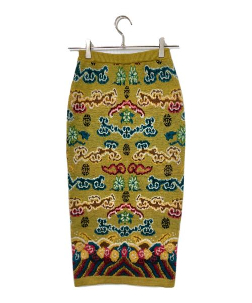 KENZO（ケンゾー）KENZO (ケンゾー) 総柄ニットスカート グリーン サイズ:記載なしの古着・服飾アイテム