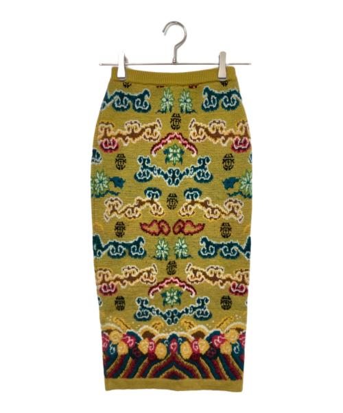 KENZO（ケンゾー）KENZO (ケンゾー) 総柄ニットスカート グリーン サイズ:記載なしの古着・服飾アイテム