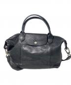 LONGCHAMPロンシャン）の古着「2WAYレザーバッグ」｜ブラック