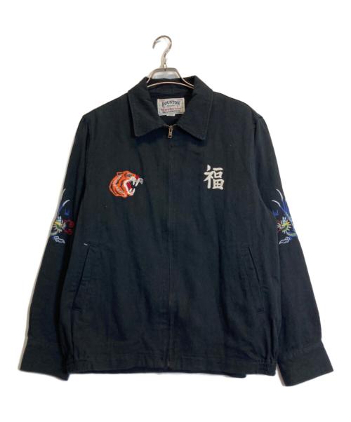 HOUSTON（ヒューストン）HOUSTON (ヒューストン) 刺繍ジャケット ブラック サイズ:LARGEの古着・服飾アイテム