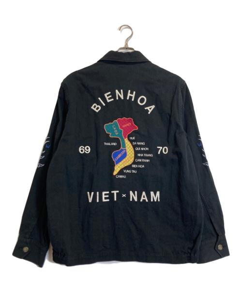 HOUSTON（ヒューストン）HOUSTON (ヒューストン) 刺繍ジャケット ブラック サイズ:LARGEの古着・服飾アイテム