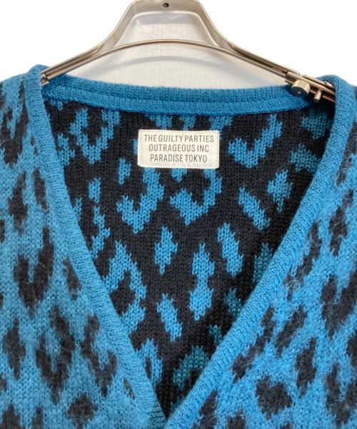 WACKO MARIA（ワコマリア）WACKO MARIA (ワコマリア) レオパードヘビーモヘアカーディガン ブルー サイズ:XLの古着・服飾アイテム