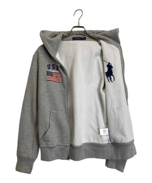 POLO RALPH LAUREN（ポロ・ラルフローレン）POLO RALPH LAUREN (ポロ・ラルフローレン) USA星条旗 ビッグポニージップパーカー ライトグレー サイズ:Sの古着・服飾アイテム