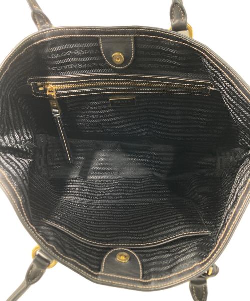 PRADA（プラダ）PRADA (プラダ) キャンバスカーフ切替トートバック ブラウンの古着・服飾アイテム