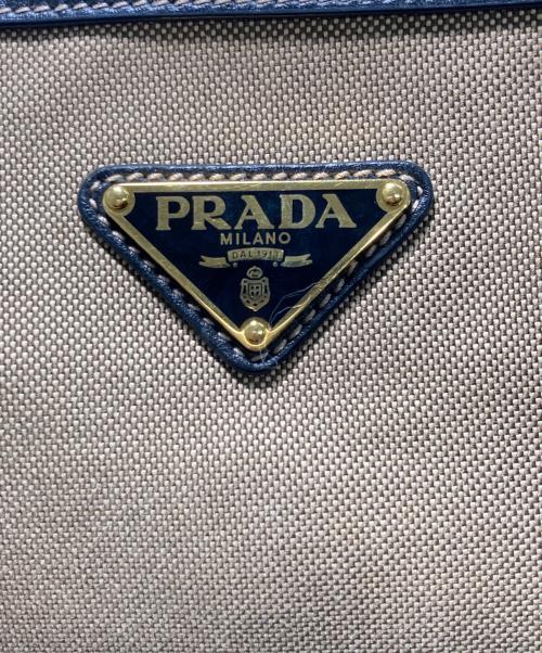 PRADA（プラダ）PRADA (プラダ) キャンバスカーフ切替トートバック ブラウンの古着・服飾アイテム
