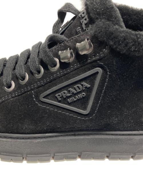 PRADA（プラダ）PRADA (プラダ) トライアングルロゴボア スニーカー ブラック サイズ:36の古着・服飾アイテム