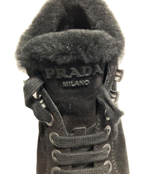 PRADA（プラダ）PRADA (プラダ) トライアングルロゴボア スニーカー ブラック サイズ:36の古着・服飾アイテム