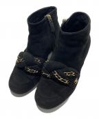 CHANELシャネル）の古着「ココマークチェーンショートブーツ」｜ブラック