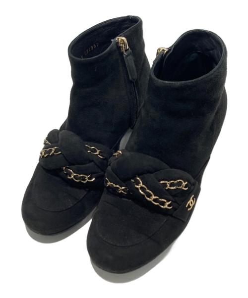 CHANEL（シャネル）CHANEL (シャネル) ココマークチェーンショートブーツ ブラック サイズ:35の古着・服飾アイテム