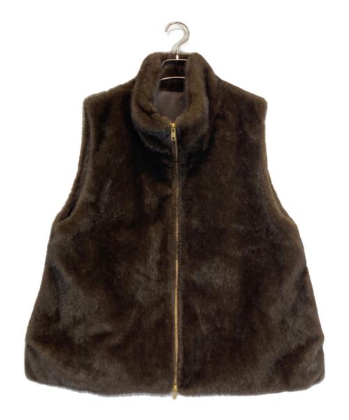 JOURNAL STANDARD relume（ジャーナルスタンダード レリューム）JOURNAL STANDARD relume (ジャーナルスタンダード レリューム) スタンドカラーファーベスト ブラウン サイズ:Fの古着・服飾アイテム