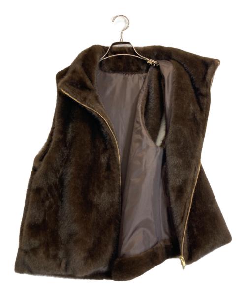 JOURNAL STANDARD relume（ジャーナルスタンダード レリューム）JOURNAL STANDARD relume (ジャーナルスタンダード レリューム) スタンドカラーファーベスト ブラウン サイズ:Fの古着・服飾アイテム