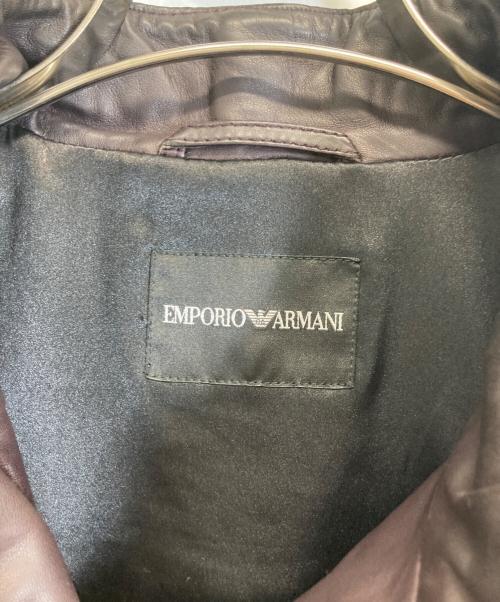 EMPORIO ARMANI（エンポリオ アルマーニ）EMPORIO ARMANI (エンポリオ アルマーニ) エンボス加工ラムレザージャケット ブラウン サイズ:48の古着・服飾アイテム