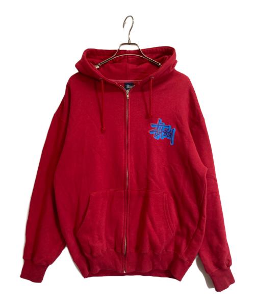 stussy（ステューシー）stussy (ステューシー) ジップパーカー レッド サイズ:Lの古着・服飾アイテム