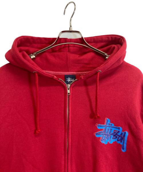 stussy（ステューシー）stussy (ステューシー) ジップパーカー レッド サイズ:Lの古着・服飾アイテム