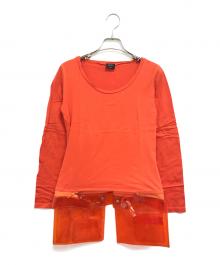 Jean Paul Gaultier FEMME（ジャンポールゴルチエ フェム）の古着「PVCポッケ付L/Sカットソー」｜オレンジ
