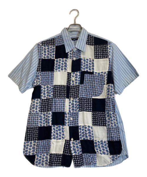 COMME des GARCONS HOMME（コムデギャルソン オム）COMME des GARCONS HOMME (コムデギャルソン オム) パッチワーク半袖シャツ スカイブルー サイズ:Lの古着・服飾アイテム