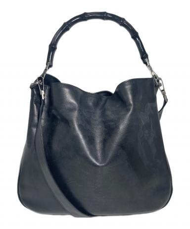 中古・古着通販】GUCCI (グッチ) バンブーハンドバッグ ブラック
