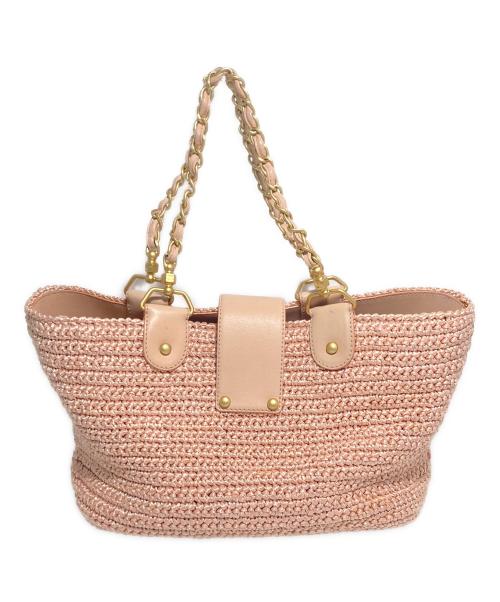 CHANEL（シャネル）CHANEL (シャネル) ココマークラフィアチェーンショルダーバッグ ピンクの古着・服飾アイテム