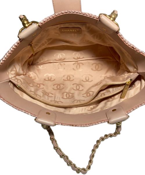 CHANEL（シャネル）CHANEL (シャネル) ココマークラフィアチェーンショルダーバッグ ピンクの古着・服飾アイテム