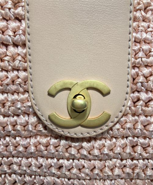 CHANEL（シャネル）CHANEL (シャネル) ココマークラフィアチェーンショルダーバッグ ピンクの古着・服飾アイテム