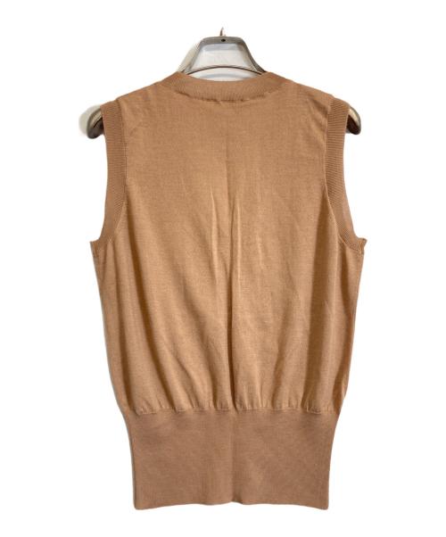 CELINE（セリーヌ）CELINE (セリーヌ) カシミヤ・シルク混ノースリーブニット ブラウン サイズ:Lの古着・服飾アイテム