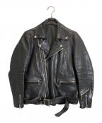 THE VIRIDI-ANNEヴィリジアン）の古着「ダブルレーンレザーライダースジャケット」｜ブラック