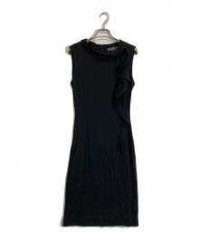Salvatore Ferragamo（サルヴァトーレ フェラガモ）の古着「ノースリーブフリルワンピース」｜ブラック