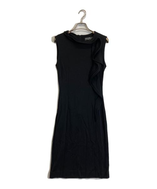 Salvatore Ferragamo（サルヴァトーレ フェラガモ）Salvatore Ferragamo (サルヴァトーレ フェラガモ) ノースリーブフリルワンピース ブラック サイズ:42の古着・服飾アイテム