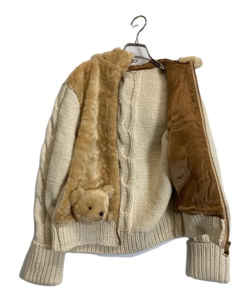 PINK HOUSE（ピンクハウス）PINK HOUSE (ピンクハウス) くま装飾ケーブルニットジャケット ベージュ サイズ:記載なしの古着・服飾アイテム