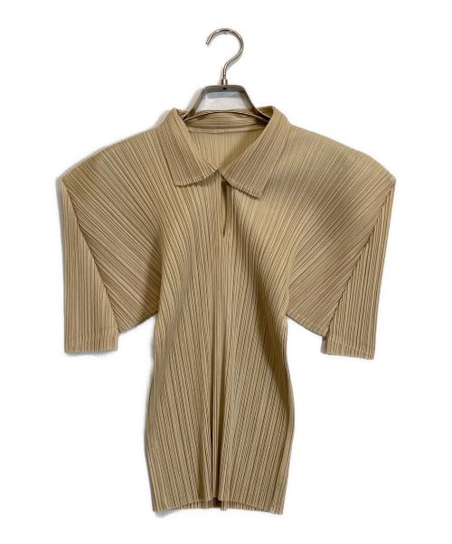 PLEATS PLEASE（プリーツプリーズ）PLEATS PLEASE (プリーツプリーズ) プリーツポロシャツ イエロー サイズ:3の古着・服飾アイテム