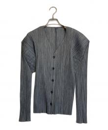 PLEATS PLEASE（プリーツプリーズ）の古着「プリーツ総柄カーディガン」｜グレー