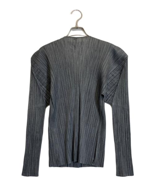 PLEATS PLEASE（プリーツプリーズ）PLEATS PLEASE (プリーツプリーズ) プリーツ総柄カーディガン グレー サイズ:3の古着・服飾アイテム