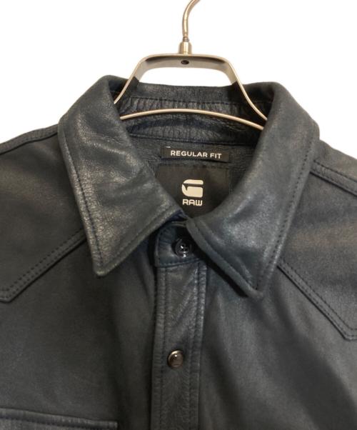G-STAR RAW（ジースターロゥ）G-STAR RAW (ジースターロゥ) レザーシャツジャケット ネイビー サイズ:Mの古着・服飾アイテム