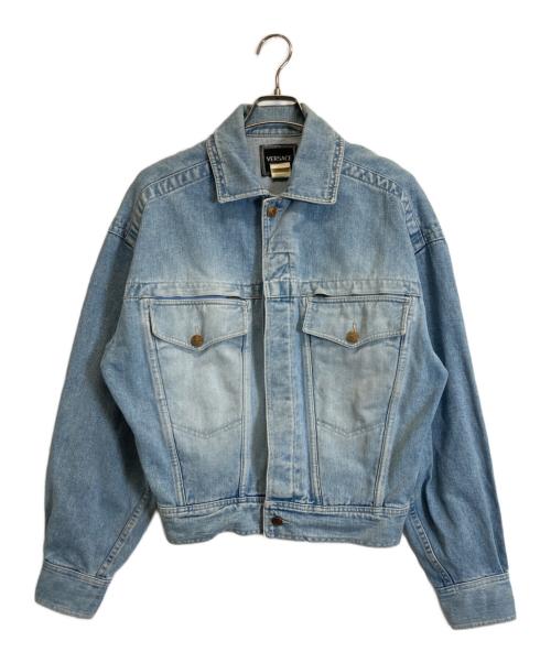 VERSACE（ヴェルサーチェ）VERSACE (ヴェルサーチェ) バック刺繍デニムジャケット インディゴ サイズ:Sの古着・服飾アイテム