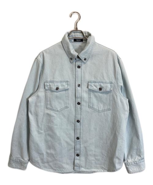 VERSACE（ヴェルサーチェ）VERSACE (ヴェルサーチェ) メデューサボタンデニムジャケット インディゴ サイズ:50の古着・服飾アイテム