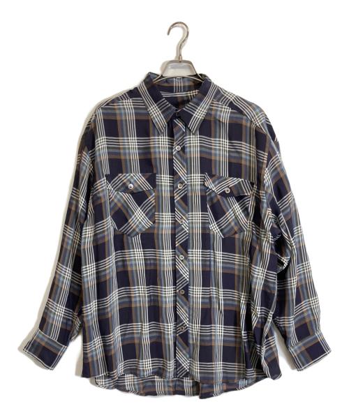 I am dork（アイアムドーク）I AM DORK (アイアムドーク) オーバーチェックシャツ ネイビー サイズ:ーの古着・服飾アイテム