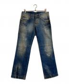 DOLCE & GABBANAドルチェ＆ガッバーナ）の古着「ﾘﾍﾟｱ加工スタッズデニムパンツ」｜インディゴ