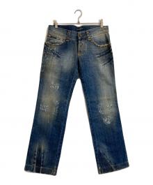 DOLCE & GABBANA（ドルチェ＆ガッバーナ）の古着「ﾘﾍﾟｱ加工スタッズデニムパンツ」｜インディゴ