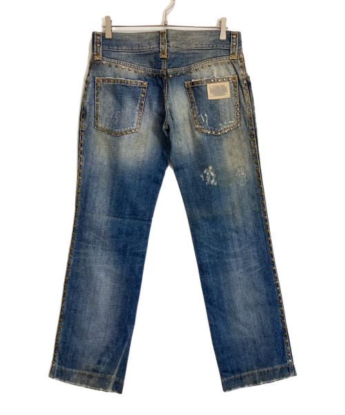 DOLCE & GABBANA（ドルチェ＆ガッバーナ）DOLCE & GABBANA (ドルチェ＆ガッバーナ) ﾘﾍﾟｱ加工スタッズデニムパンツ インディゴ サイズ:48の古着・服飾アイテム