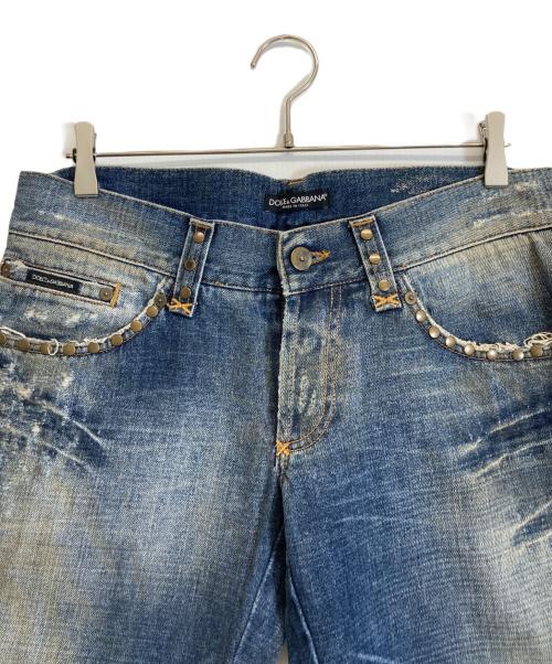 DOLCE & GABBANA（ドルチェ＆ガッバーナ）DOLCE & GABBANA (ドルチェ＆ガッバーナ) ﾘﾍﾟｱ加工スタッズデニムパンツ インディゴ サイズ:48の古着・服飾アイテム