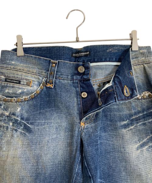 DOLCE & GABBANA（ドルチェ＆ガッバーナ）DOLCE & GABBANA (ドルチェ＆ガッバーナ) ﾘﾍﾟｱ加工スタッズデニムパンツ インディゴ サイズ:48の古着・服飾アイテム