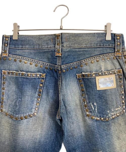DOLCE & GABBANA（ドルチェ＆ガッバーナ）DOLCE & GABBANA (ドルチェ＆ガッバーナ) ﾘﾍﾟｱ加工スタッズデニムパンツ インディゴ サイズ:48の古着・服飾アイテム