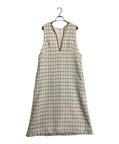 ANAYI（アナイ）ANAYI (アナイ) ノースリーブツイードワンピース ホワイト サイズ:Mの古着・服飾アイテム