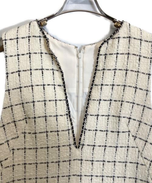 ANAYI（アナイ）ANAYI (アナイ) ノースリーブツイードワンピース ホワイト サイズ:Mの古着・服飾アイテム